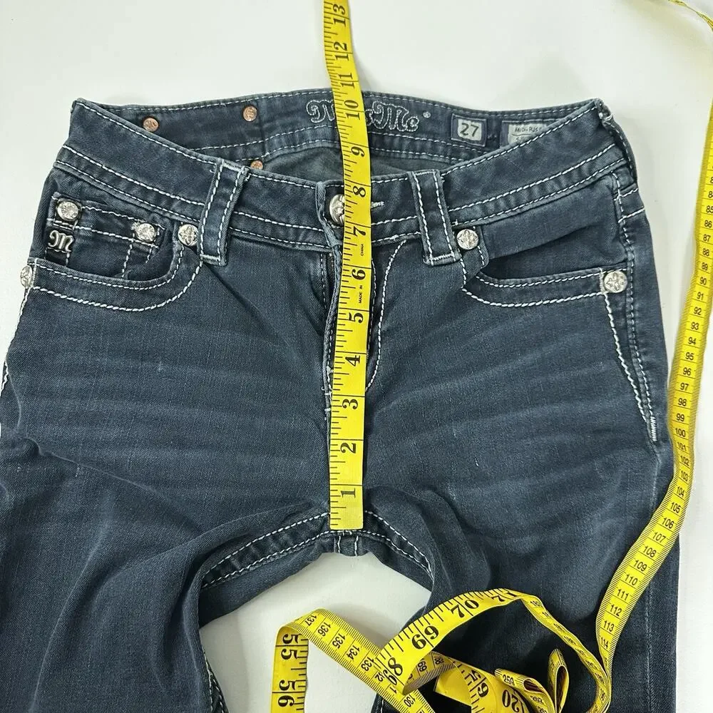 Miss‎ Me Jeans Womens 27 Blue Skinny Thick Stitch Rhinestone Cowgirl Western